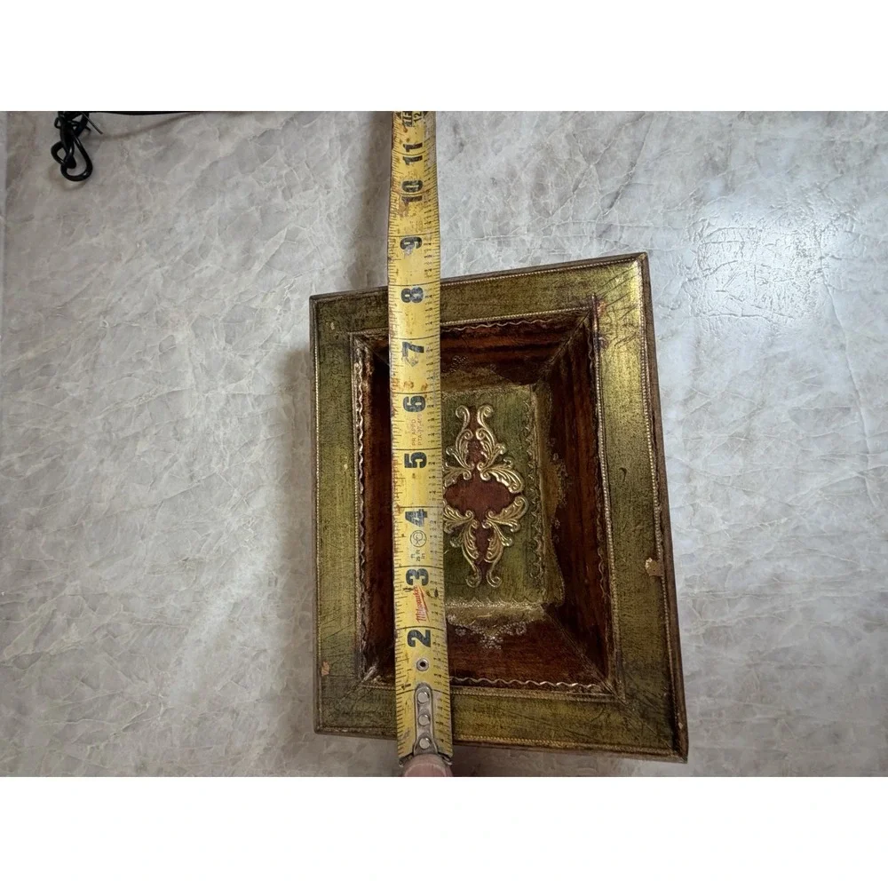 Vintage Florentia Italy Florentine Gilt Wood Decorative Tray Hand Made Italian